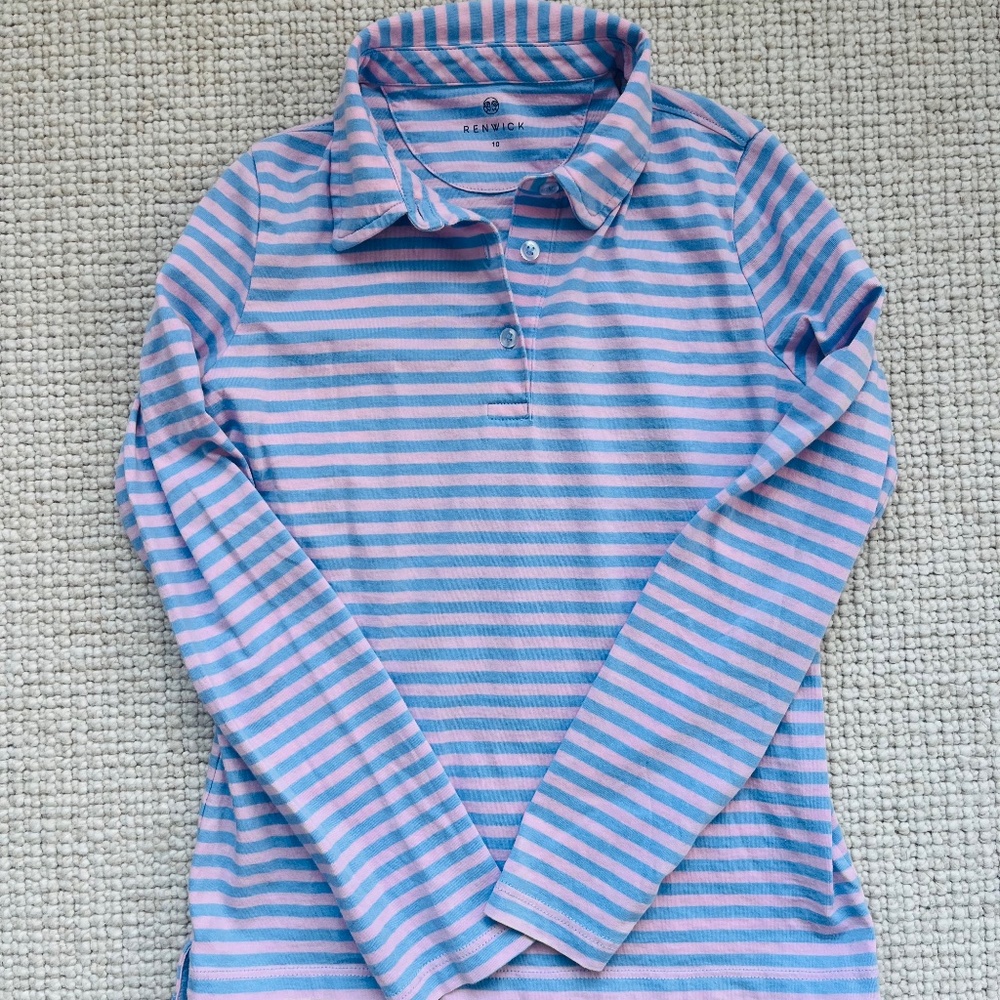 Renwick Girls Striped LS Polo Shirt (10)